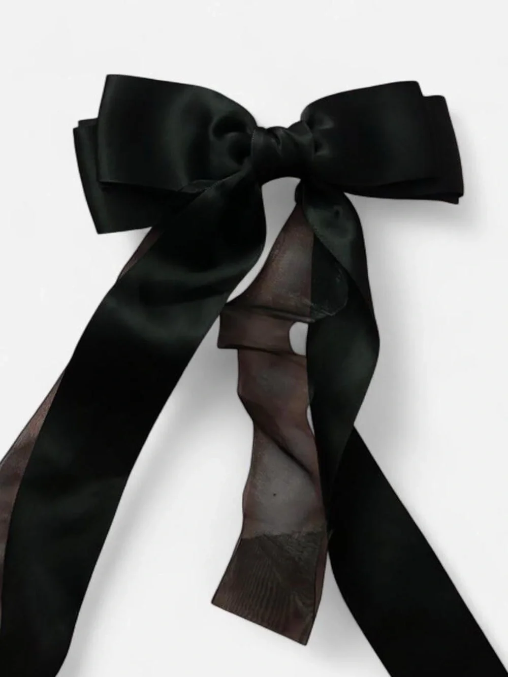 Black Satin Bow Hair Clip - Women Accessories